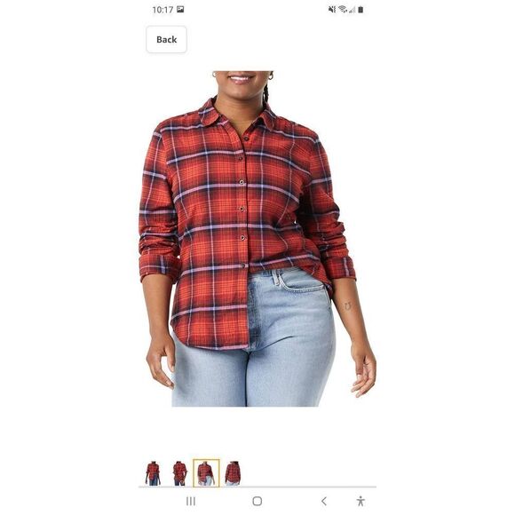 New Medium Good Thread Brushed Flannel Long Sleeve Cotton Button Front Shirt NWT - Picture 3 of 6